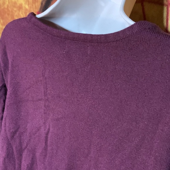 JM COLLECTION-women’s violet long sleeve button-cuff crewneck sweater - Picture 8 of 10